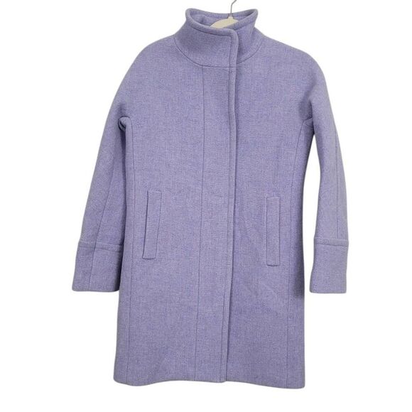 J. Crew Stadium Cloth Cocoon Lilac French Purple Wool Coat Sz 00 Nello Gori B277 - Picture 4 of 11